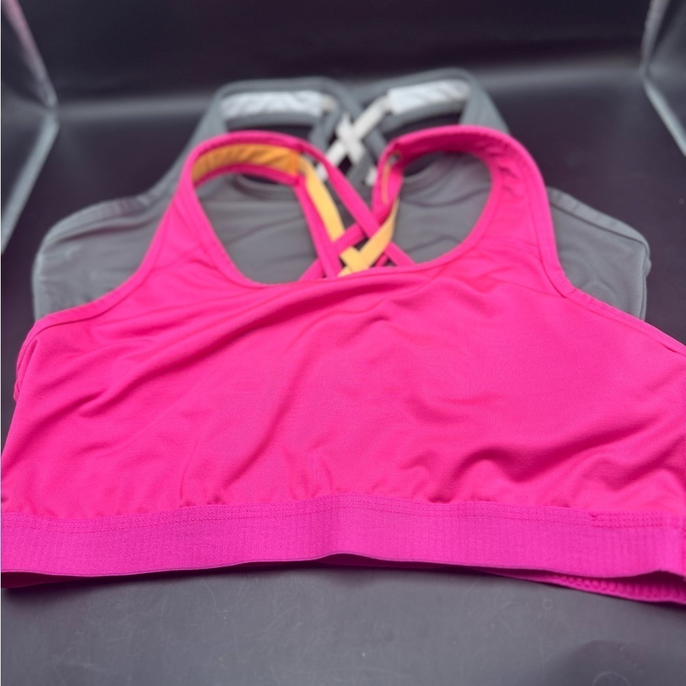 Two Avia Women's Sports Bra Wirefree Support in Pink And Gray Size L